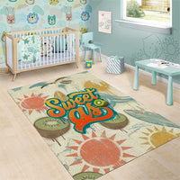 NZ Slang Sweet As Kiwi Shaka Sign Area Rug New Zealand Surfboards Sun and Tropical Beach Retro