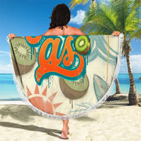 NZ Slang Sweet As Kiwi Shaka Sign Beach Blanket New Zealand Surfboards Sun and Tropical Beach Retro