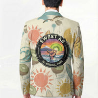 NZ Slang Sweet As Kiwi Shaka Sign Blazer New Zealand Surfboards Sun and Tropical Beach Retro