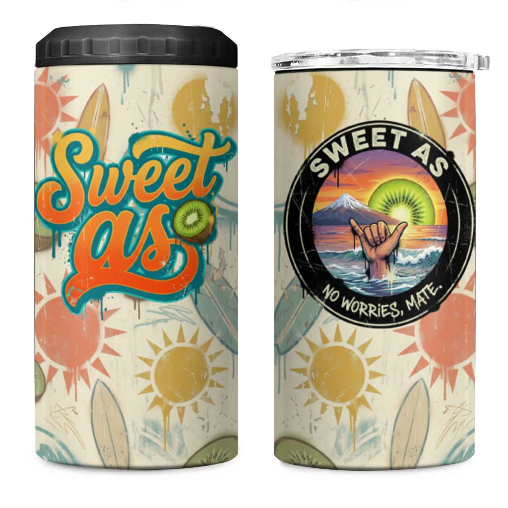 NZ Slang Sweet As Kiwi Shaka Sign 4 in 1 Can Cooler Tumbler New Zealand Surfboards Sun and Tropical Beach Retro TS04 One Size: 16 oz Beige - Polynesian Pride