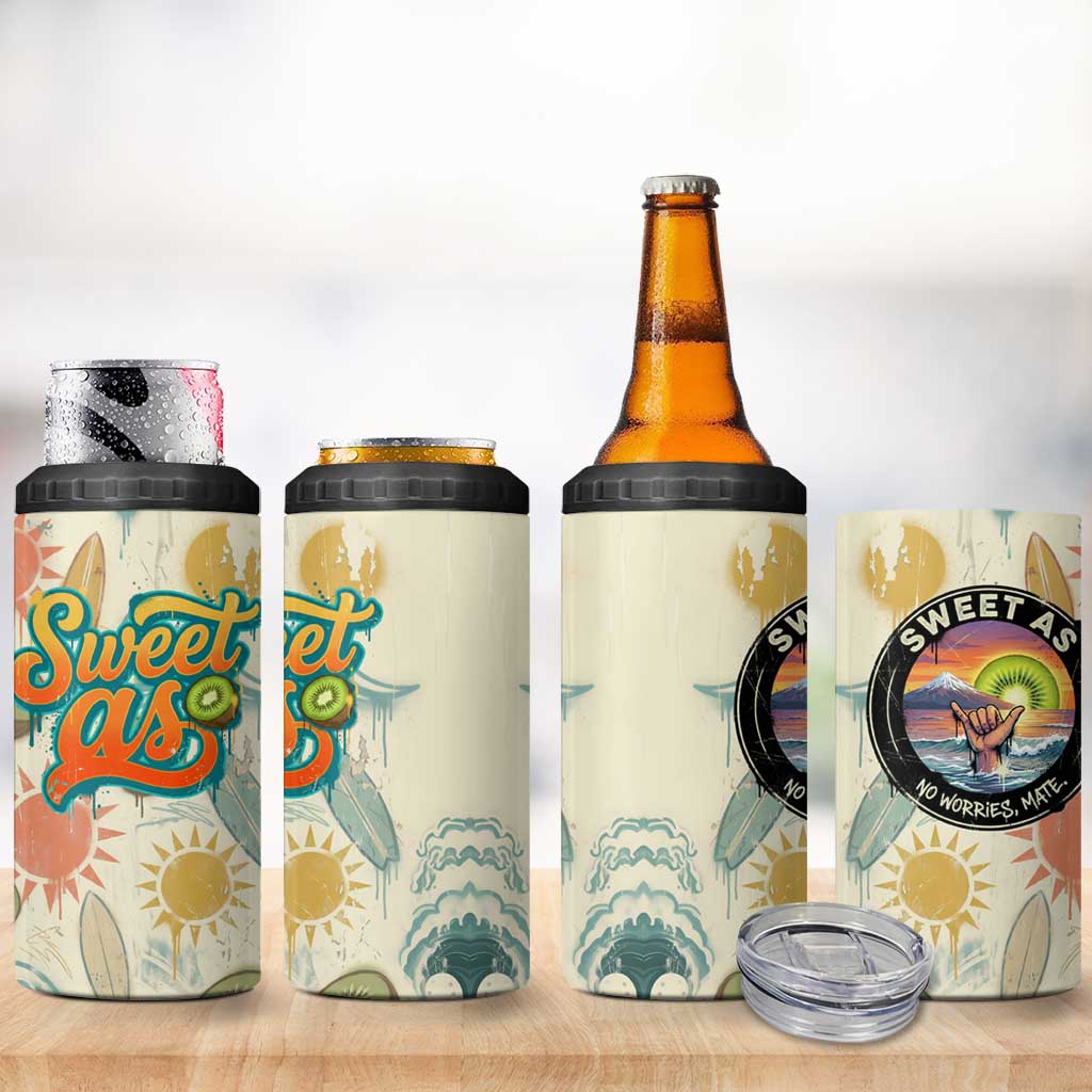 NZ Slang Sweet As Kiwi Shaka Sign 4 in 1 Can Cooler Tumbler New Zealand Surfboards Sun and Tropical Beach Retro TS04 - Polynesian Pride