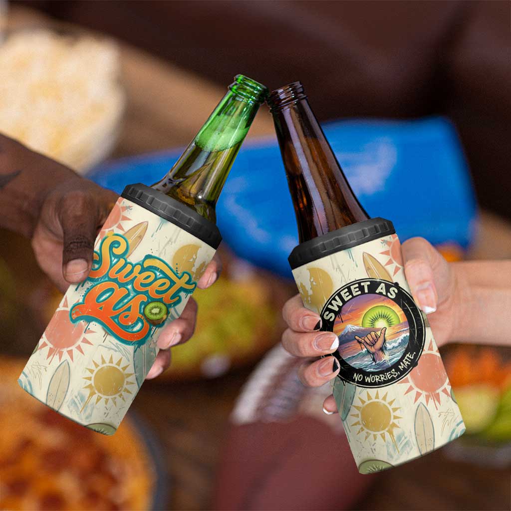 NZ Slang Sweet As Kiwi Shaka Sign 4 in 1 Can Cooler Tumbler New Zealand Surfboards Sun and Tropical Beach Retro TS04 - Polynesian Pride