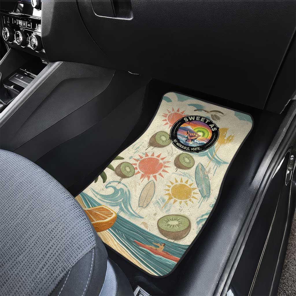 NZ Slang Sweet As Kiwi Shaka Sign Car Mats New Zealand Surfboards Sun and Tropical Beach Retro