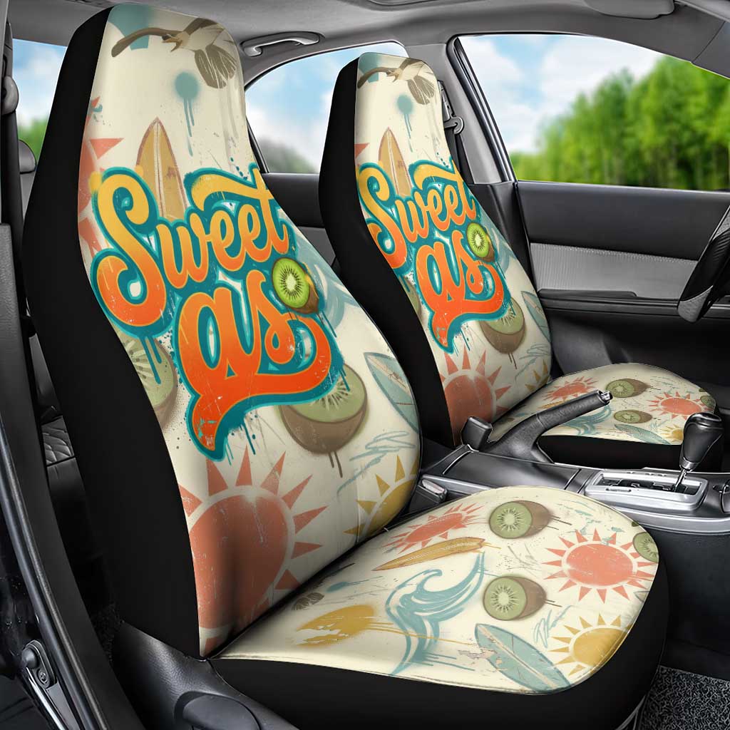 NZ Slang Sweet As Kiwi Shaka Sign Car Seat Cover New Zealand Surfboards Sun and Tropical Beach Retro