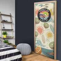 NZ Slang Sweet As Kiwi Shaka Sign Door Cover New Zealand Surfboards Sun and Tropical Beach Retro