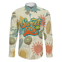 NZ Slang Sweet As Kiwi Shaka Sign Family Matching Long Sleeve Bodycon Dress and Hawaiian Shirt New Zealand Surfboards Sun and Tropical Beach Retro