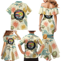 NZ Slang Sweet As Kiwi Shaka Sign Family Matching Mermaid Dress and Hawaiian Shirt New Zealand Surfboards Sun and Tropical Beach Retro
