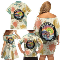 NZ Slang Sweet As Kiwi Shaka Sign Family Matching Off Shoulder Short Dress and Hawaiian Shirt New Zealand Surfboards Sun and Tropical Beach Retro