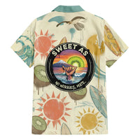 NZ Slang Sweet As Kiwi Shaka Sign Family Matching Off Shoulder Short Dress and Hawaiian Shirt New Zealand Surfboards Sun and Tropical Beach Retro