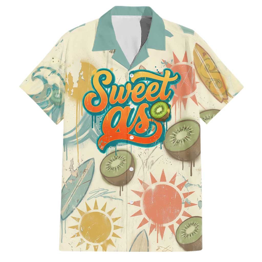 NZ Slang Sweet As Kiwi Shaka Sign Family Matching Summer Maxi Dress and Hawaiian Shirt New Zealand Surfboards Sun and Tropical Beach Retro