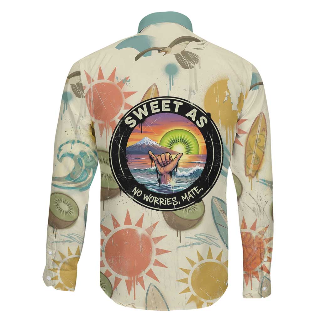 NZ Slang Sweet As Kiwi Shaka Sign Family Matching Summer Maxi Dress and Hawaiian Shirt New Zealand Surfboards Sun and Tropical Beach Retro