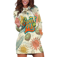 NZ Slang Sweet As Kiwi Shaka Sign Hoodie Dress New Zealand Surfboards Sun and Tropical Beach Retro