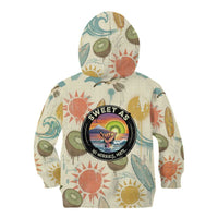 NZ Slang Sweet As Kiwi Shaka Sign Kid Hoodie New Zealand Surfboards Sun and Tropical Beach Retro