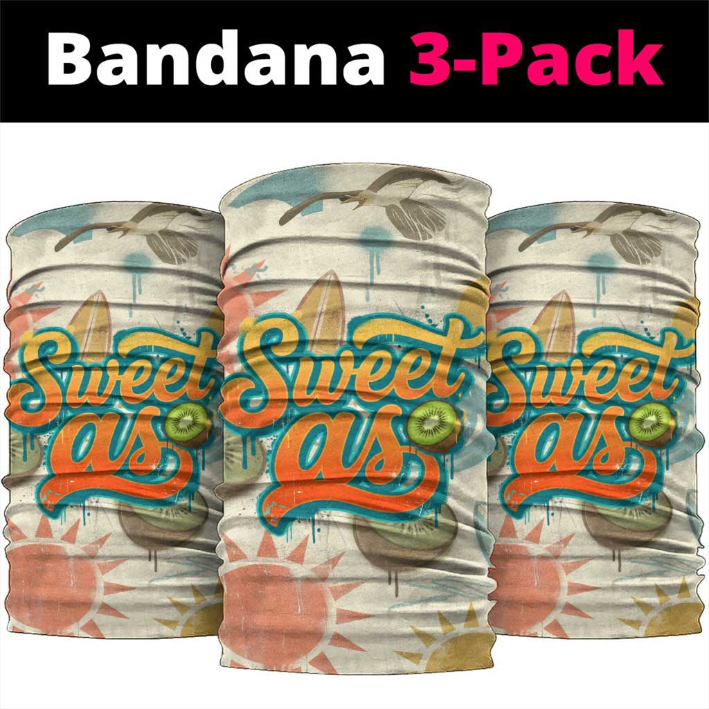 NZ Slang Sweet As Kiwi Shaka Sign Neck Gaiter New Zealand Surfboards Sun and Tropical Beach Retro