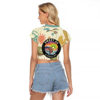 NZ Slang Sweet As Kiwi Shaka Sign Raglan Cropped T Shirt New Zealand Surfboards Sun and Tropical Beach Retro