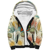 NZ Slang Sweet As Kiwi Shaka Sign Sherpa Hoodie New Zealand Surfboards Sun and Tropical Beach Retro
