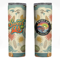 NZ Slang Sweet As Kiwi Shaka Sign Skinny Tumbler New Zealand Surfboards Sun and Tropical Beach Retro