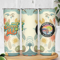 NZ Slang Sweet As Kiwi Shaka Sign Skinny Tumbler New Zealand Surfboards Sun and Tropical Beach Retro