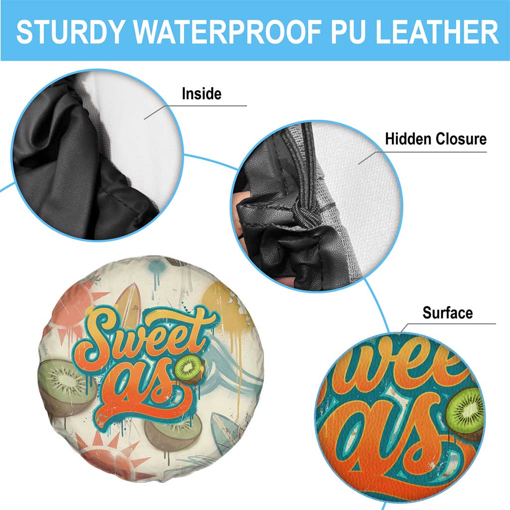 NZ Slang Sweet As Kiwi Shaka Sign Spare Tire Cover New Zealand Surfboards Sun and Tropical Beach Retro