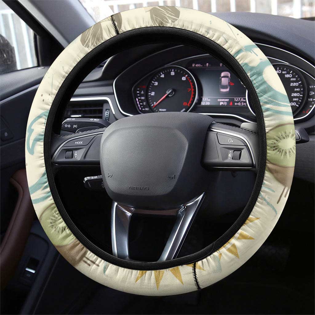 NZ Slang Sweet As Kiwi Shaka Sign Steering Wheel Cover New Zealand Surfboards Sun and Tropical Beach Retro