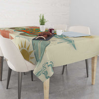 NZ Slang Sweet As Kiwi Shaka Sign Tablecloth New Zealand Surfboards Sun and Tropical Beach Retro