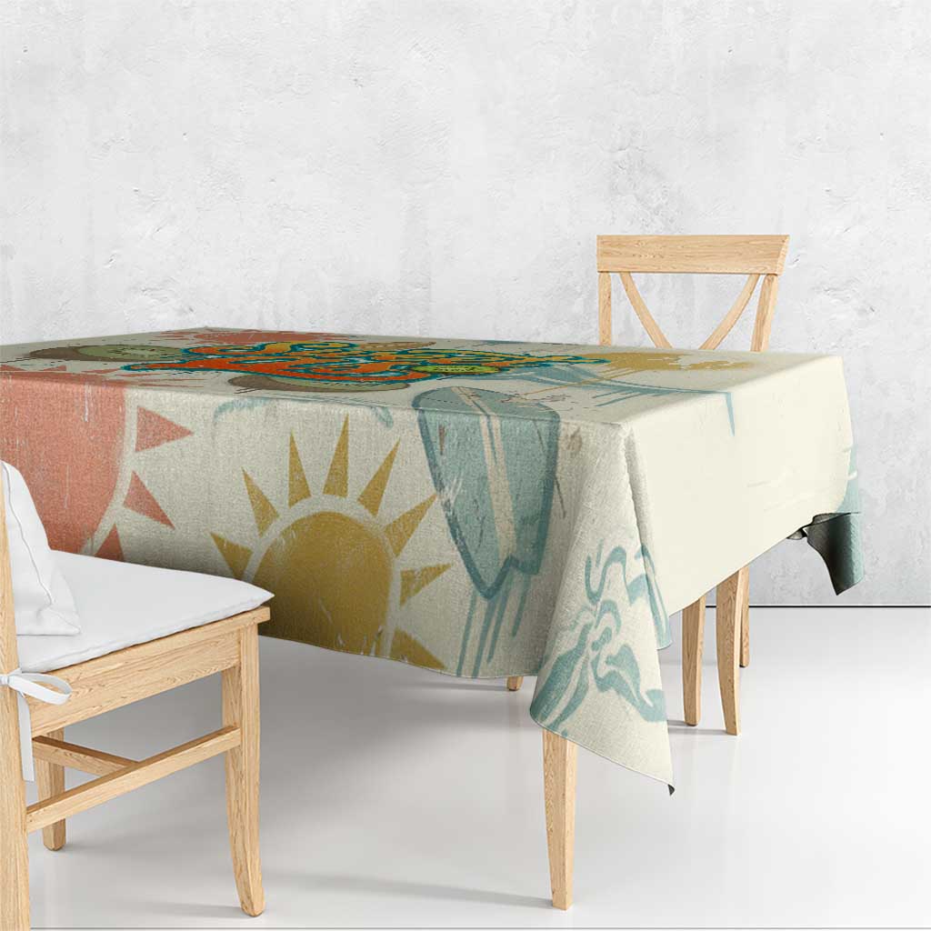 NZ Slang Sweet As Kiwi Shaka Sign Tablecloth New Zealand Surfboards Sun and Tropical Beach Retro