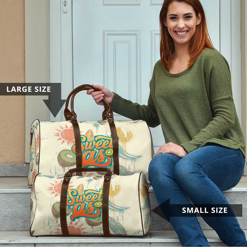 NZ Slang Sweet As Kiwi Shaka Sign Travel Bag New Zealand Surfboards Sun and Tropical Beach Retro