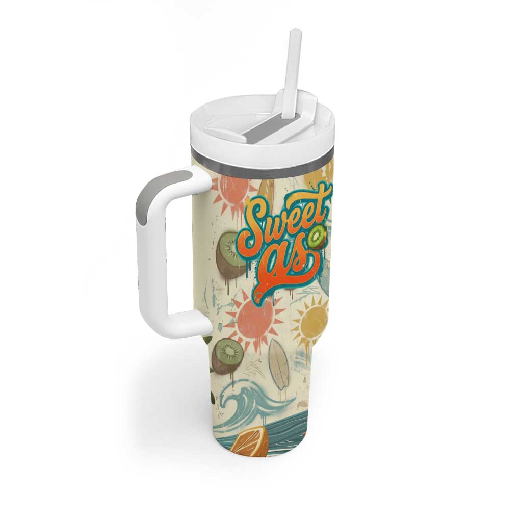 NZ Slang Sweet As Kiwi Shaka Sign Tumbler With Handle New Zealand Surfboards Sun and Tropical Beach Retro