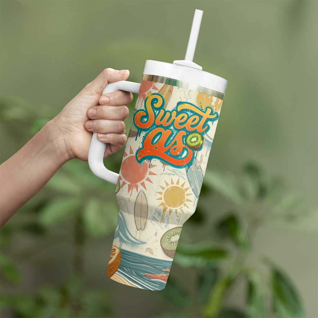 NZ Slang Sweet As Kiwi Shaka Sign Tumbler With Handle New Zealand Surfboards Sun and Tropical Beach Retro