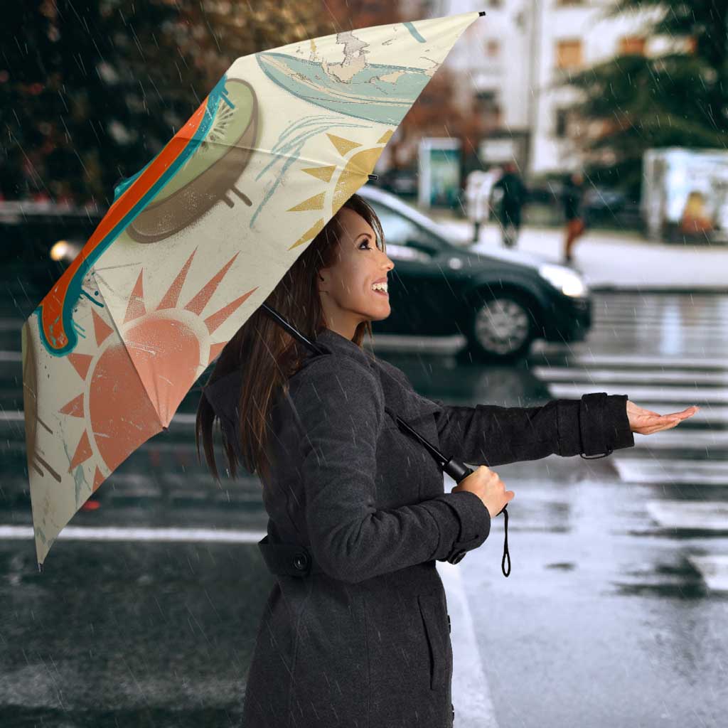 NZ Slang Sweet As Kiwi Shaka Sign Umbrella New Zealand Surfboards Sun and Tropical Beach Retro