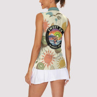 NZ Slang Sweet As Kiwi Shaka Sign Women Sleeveless Polo Shirt New Zealand Surfboards Sun and Tropical Beach Retro