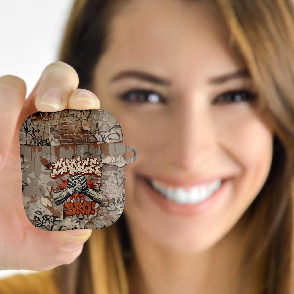 Choice Bro Graffiti Handshake AirPods Case New Zealand Slang Fern Brick Wall and Urban Street Art