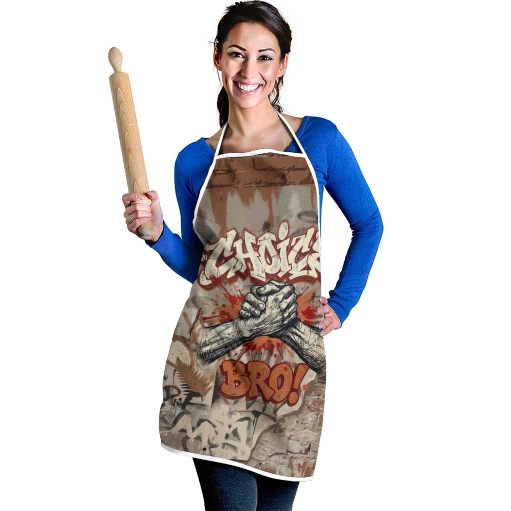Choice Bro Graffiti Handshake Apron New Zealand Slang Fern Brick Wall and Urban Street Art