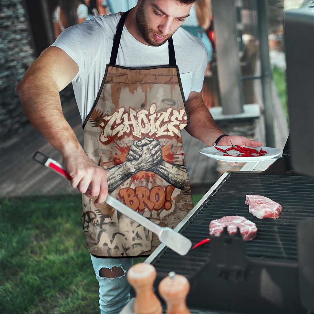 Choice Bro Graffiti Handshake Apron New Zealand Slang Fern Brick Wall and Urban Street Art