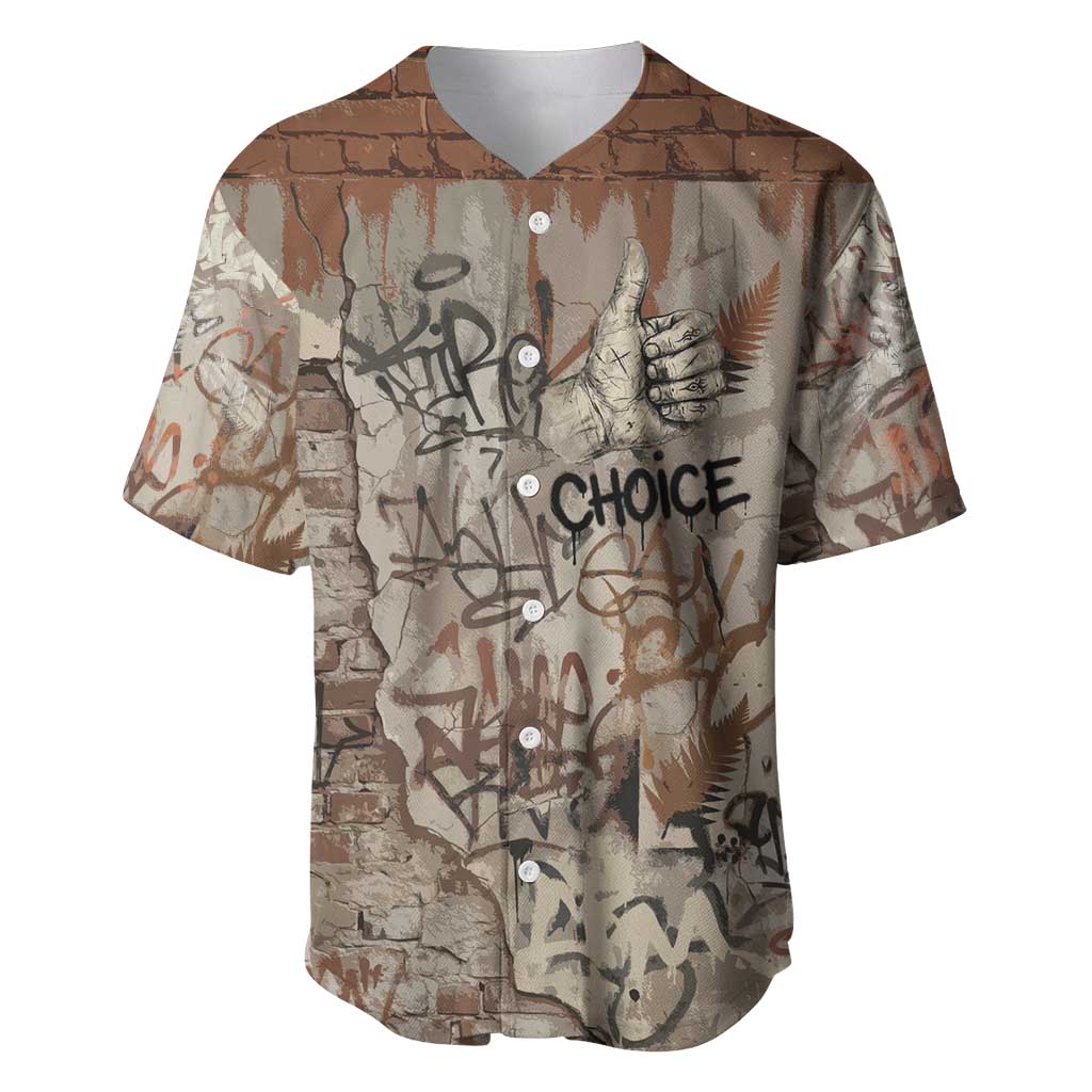 Choice Bro Graffiti Handshake Baseball Jersey New Zealand Slang Fern Brick Wall and Urban Street Art