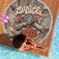 Choice Bro Graffiti Handshake Beach Blanket New Zealand Slang Fern Brick Wall and Urban Street Art