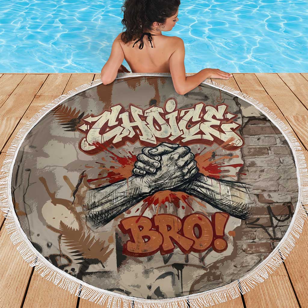 Choice Bro Graffiti Handshake Beach Blanket New Zealand Slang Fern Brick Wall and Urban Street Art