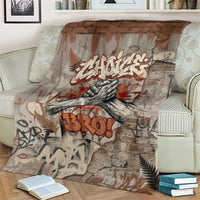 Choice Bro Graffiti Handshake Blanket New Zealand Slang Fern Brick Wall and Urban Street Art