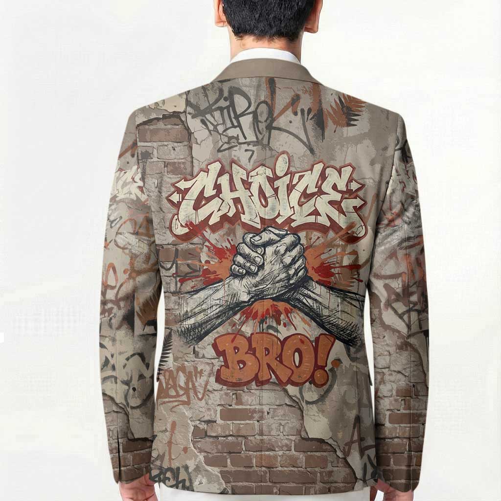 Choice Bro Graffiti Handshake Blazer New Zealand Slang Fern Brick Wall and Urban Street Art