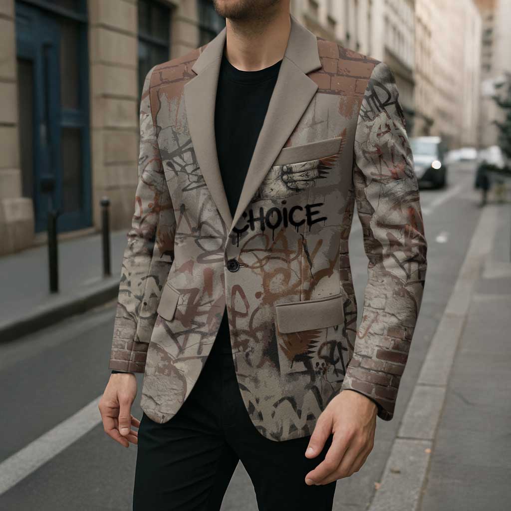 Choice Bro Graffiti Handshake Blazer New Zealand Slang Fern Brick Wall and Urban Street Art