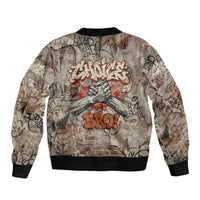 Choice Bro Graffiti Handshake Bomber Jacket New Zealand Slang Fern Brick Wall and Urban Street Art