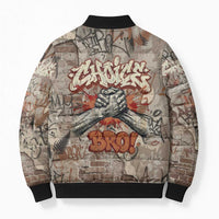 Choice Bro Graffiti Handshake Bomber Puffer Jacket New Zealand Slang Fern Brick Wall and Urban Street Art