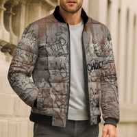 Choice Bro Graffiti Handshake Bomber Puffer Jacket New Zealand Slang Fern Brick Wall and Urban Street Art