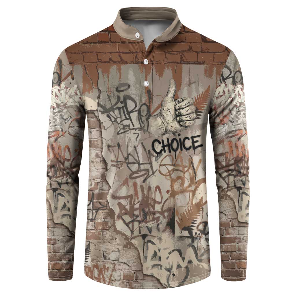 Choice Bro Graffiti Handshake Button Sweatshirt New Zealand Slang Fern Brick Wall and Urban Street Art