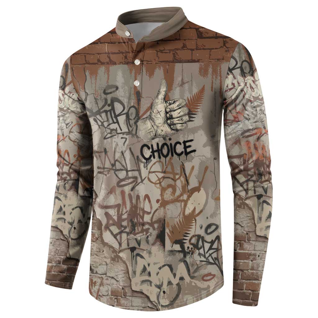Choice Bro Graffiti Handshake Button Sweatshirt New Zealand Slang Fern Brick Wall and Urban Street Art
