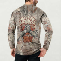 Choice Bro Graffiti Handshake Button Sweatshirt New Zealand Slang Fern Brick Wall and Urban Street Art