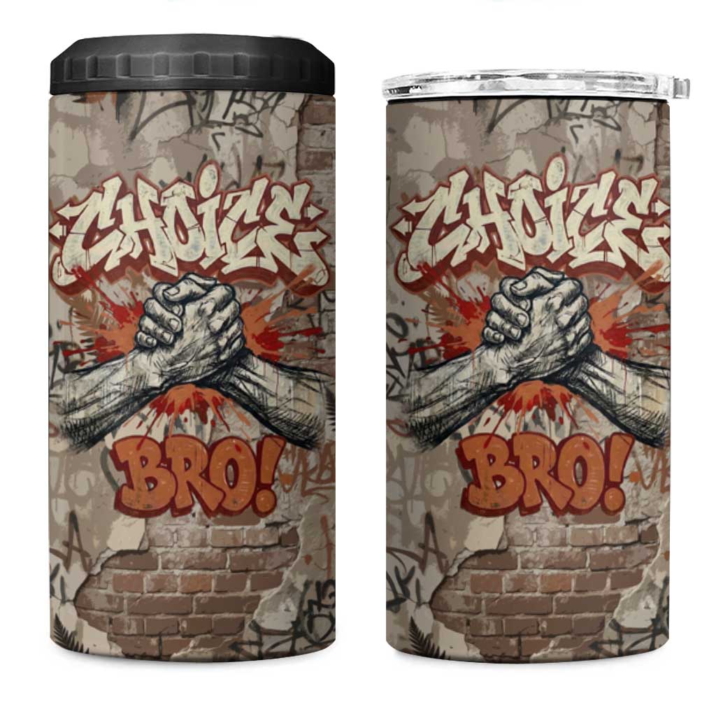 Choice Bro Graffiti Handshake 4 in 1 Can Cooler Tumbler New Zealand Slang Fern Brick Wall and Urban Street Art