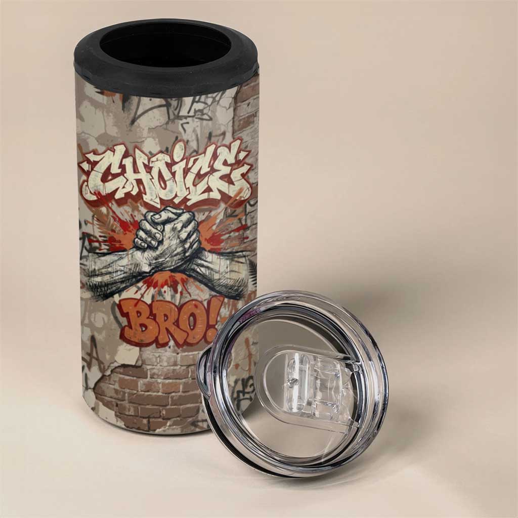 Choice Bro Graffiti Handshake 4 in 1 Can Cooler Tumbler New Zealand Slang Fern Brick Wall and Urban Street Art