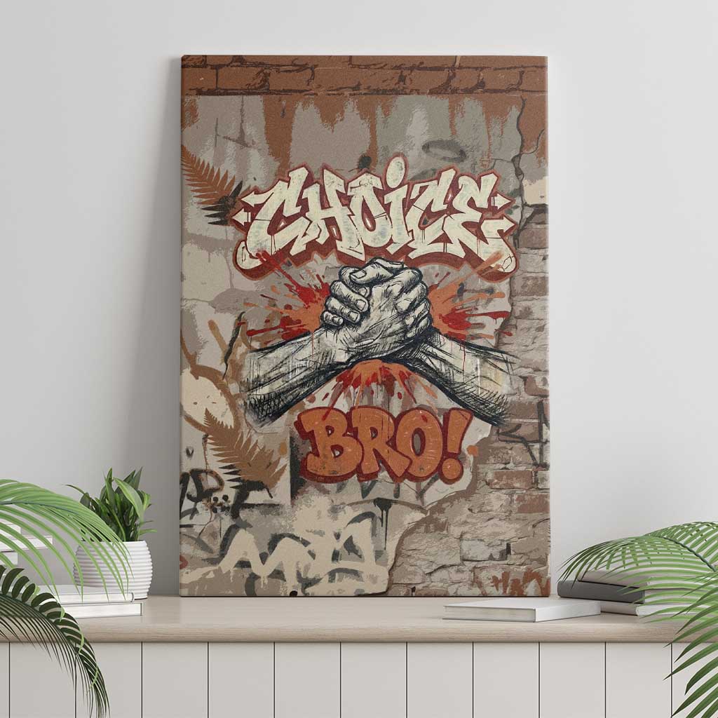 Choice Bro Graffiti Handshake Canvas Wall Art New Zealand Slang Fern Brick Wall and Urban Street Art