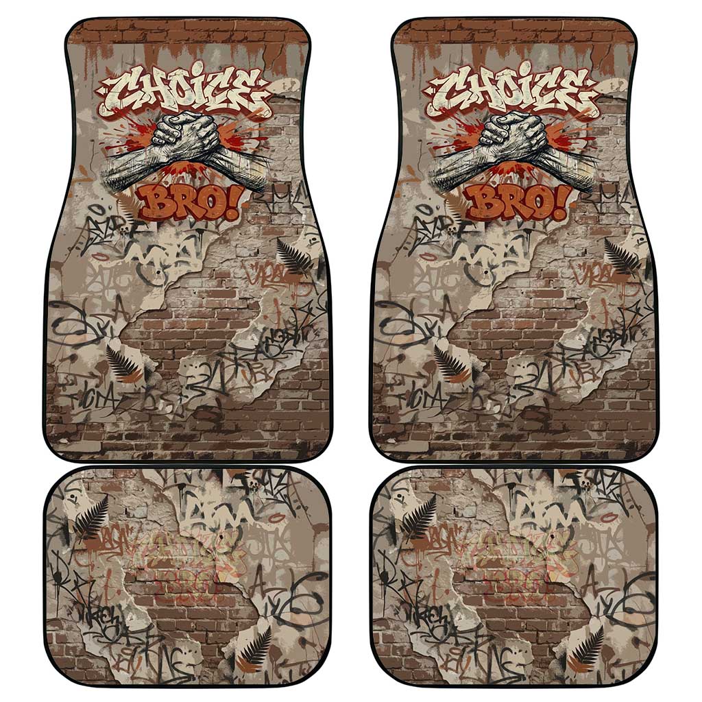 Choice Bro Graffiti Handshake Car Mats New Zealand Slang Fern Brick Wall and Urban Street Art